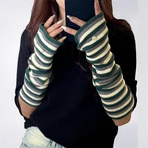 Goth Arm Warmers for Women Y2k Harajuku Punk Rock Rave Gothic Grunge - Picture 2 of 9